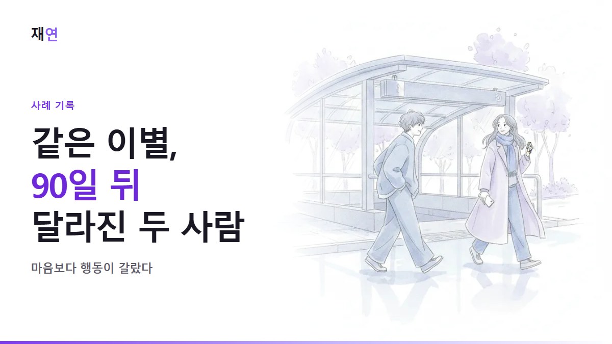 같은 날 헤어진 두 사람, 90일 뒤, 같은 지하철 출구에서 서로 다른 방향으로 걸어가는 두 사람