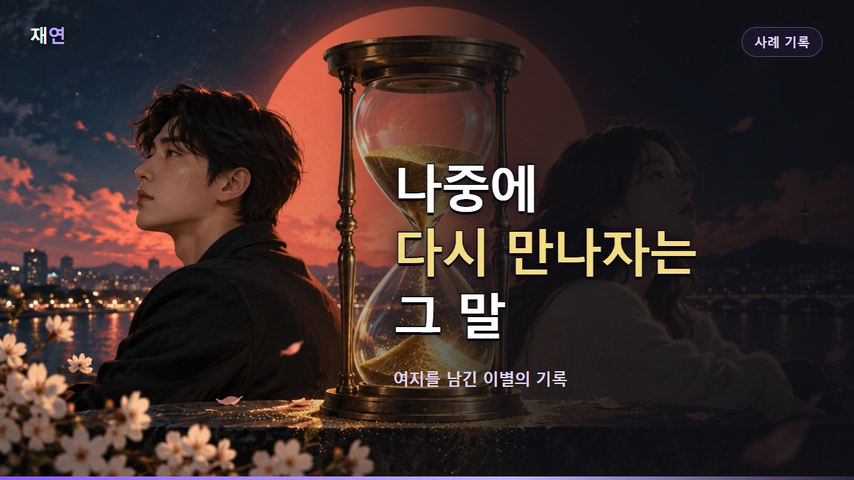 나중에 다시 만나자는 그 말, 빛을 머금고 모래가 떨어지는 모래시계