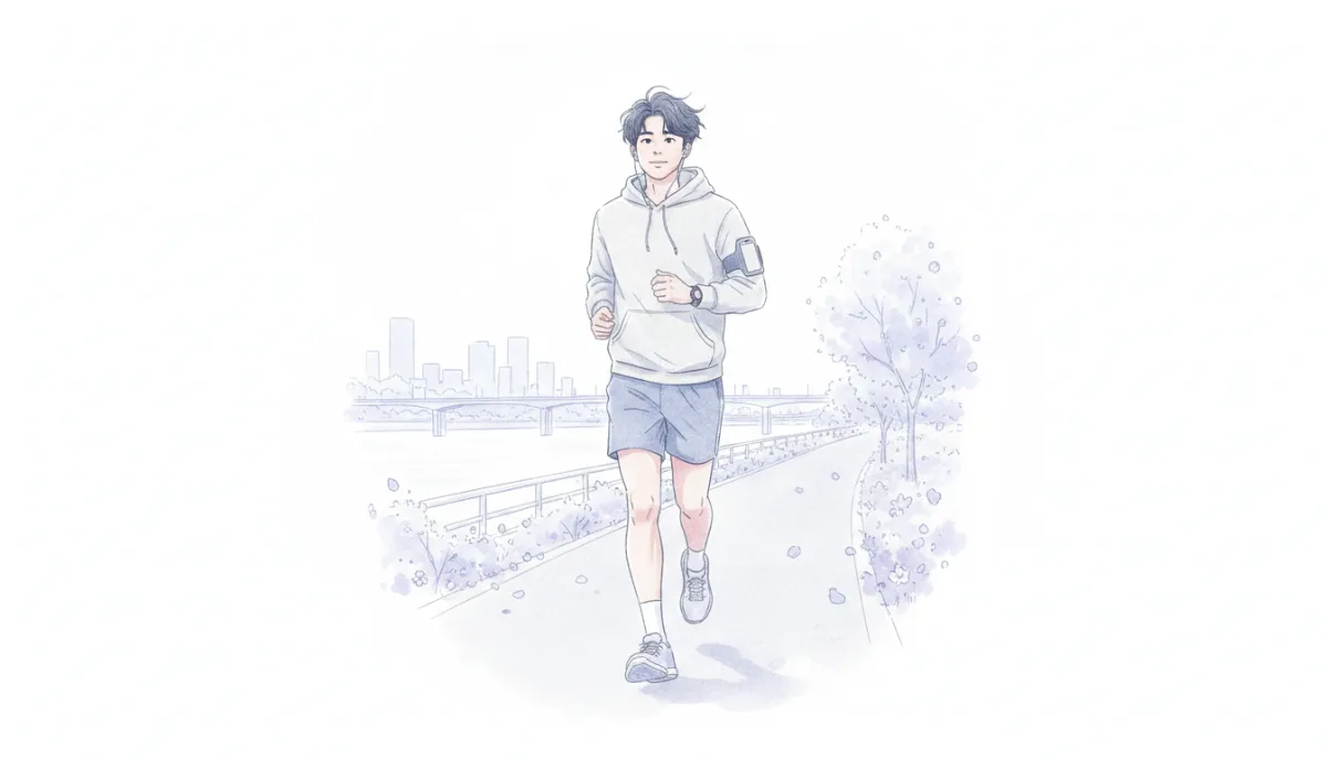 아침 한강 산책로를 가볍게 달리는 사람