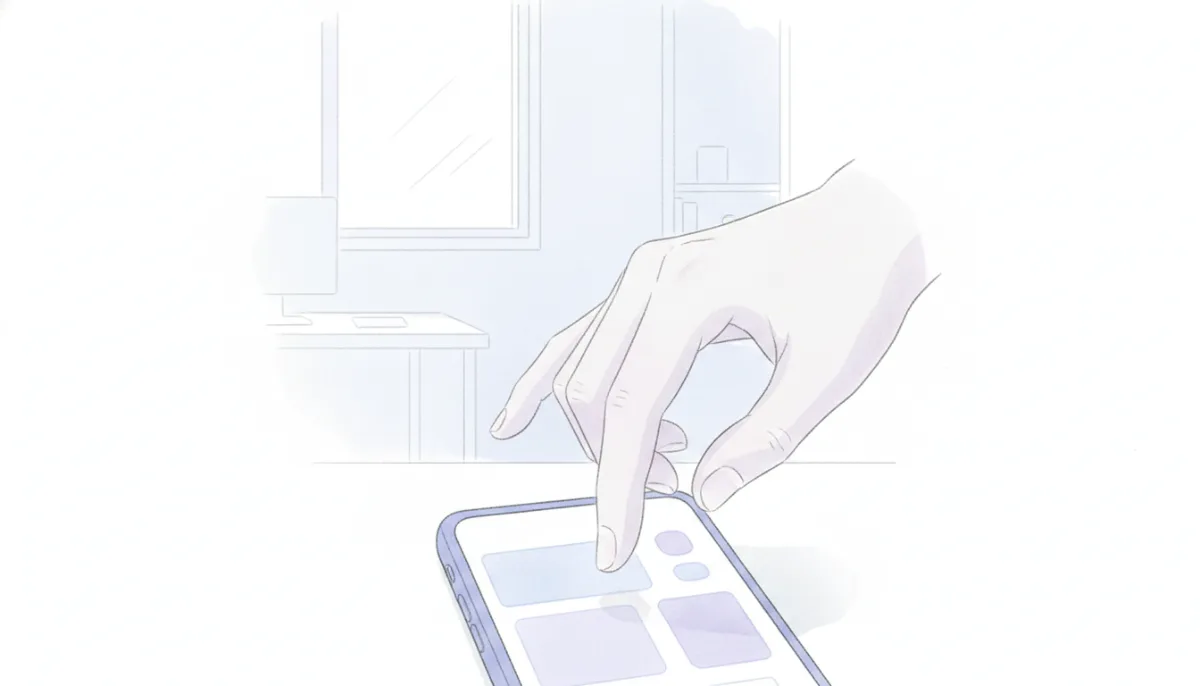 스마트폰 화면 위를 맴도는 손